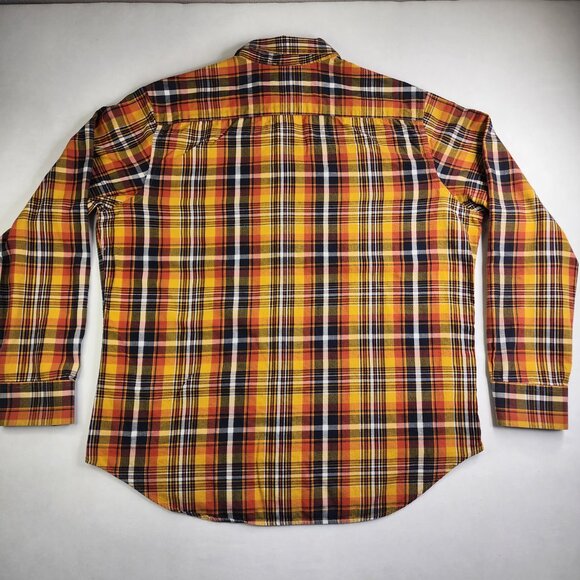 Banana Republic Men's Size XL Brownish Gold Plaid Striped Button Down Lumberjack - Picture 4 of 10